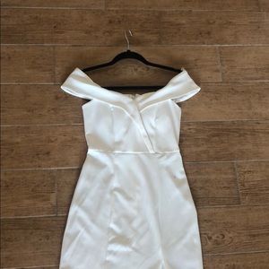 Off the shoulder white prom dress